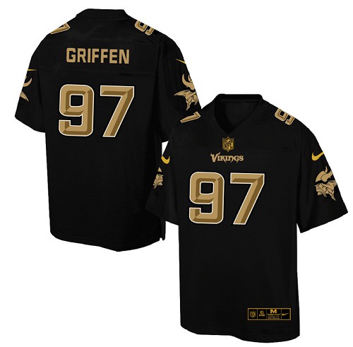 Men's Elite Everson Griffen Nike Jersey Black - #97 Pro Line Gold Collection NFL Minnesota Vikings